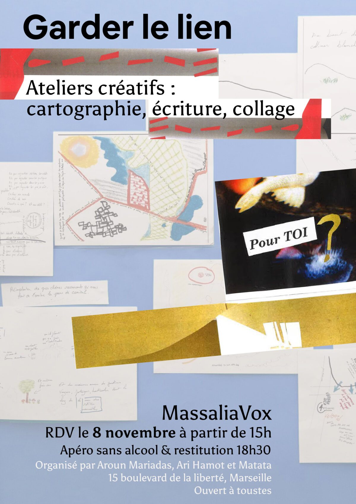 animation ateliers création artistique écriture, collage et cartographie sensible à Marseille